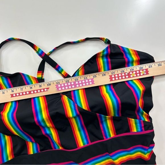 Torrid Black Rainbow Stripe Wireless One-Piece Swimsuit Size 4 - Picture 9 of 13